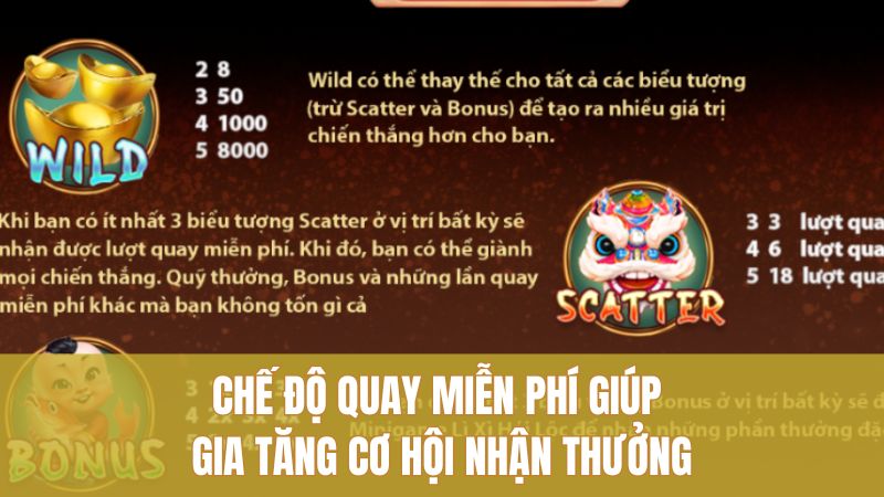 Chế độ quay miễn phí giúp gia tăng cơ hội nhận thưởng