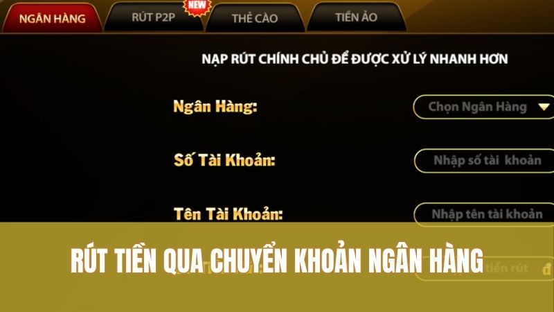 Rút tiền qua chuyển khoản ngân hàng